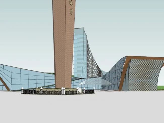 Sketchup Cultural Model | Multi story Exhibition Hall, Cultural Architecture, Modern Style
