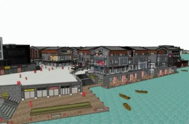 SketchUp Business Model: Multi-Story Commercial Street in Modern Chinese Style-BIM WORLD