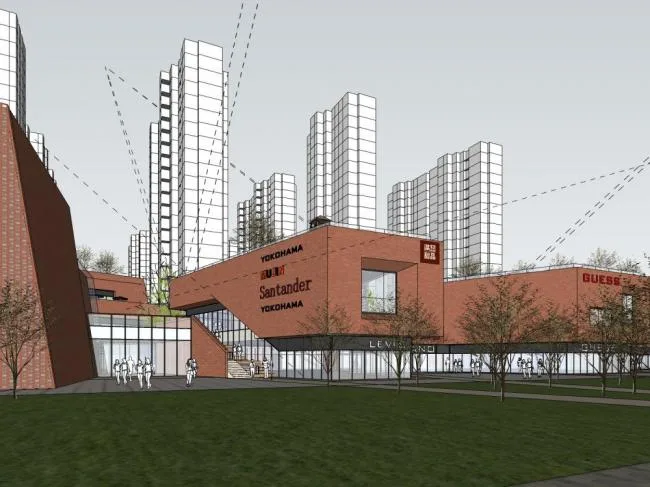 Sketchup Business Model | Multi story commercial building, modern style, commercial street