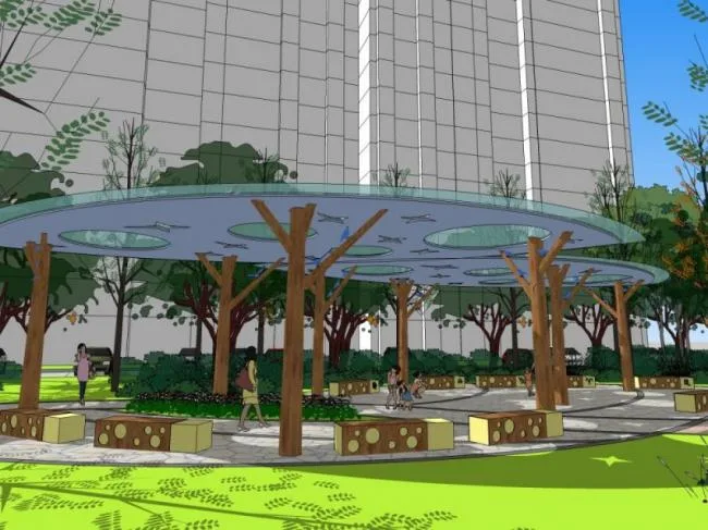 Sketchup Landscape Model | Square Landscape, Modern Style