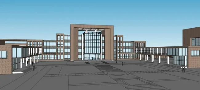 Sketchup School Model | Zhonghai Primary School, Multi story Teaching Building, Educational Architecture, Modern Style