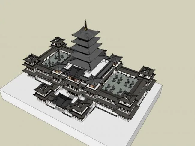 Sketchup Ancient Architecture Model | Multi story Temple, Ancient Temple, Ancient Architecture, Chinese Style