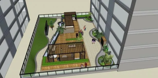 Sketchup Landscape Model | Roof Garden, Modern Style