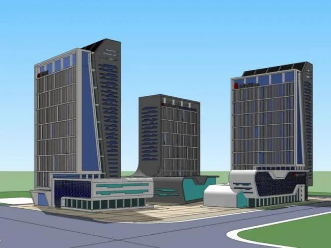 Sketchup Complex Model | Multi-story Commercial Complex, Office Building, Residential, Modern Style