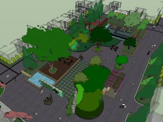 Sketchup Landscape Model | Community Landscape, Residential Landscape, Modern Style