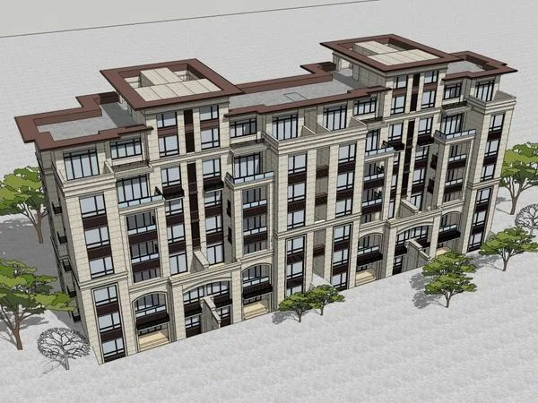 Classical 7-Story Residential Building Model in SketchUp