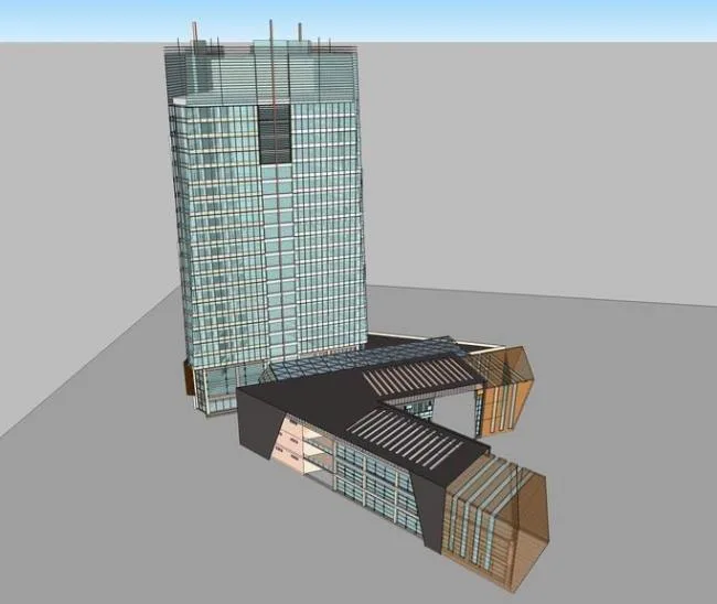 Modern High-Rise Office Building Model in SketchUp
