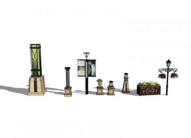 SketchUp Material Model: Landscape Lamp Post Component