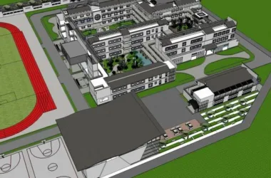 SketchUp School Model | Multi-Story Middle School Campus with Chinese Architectural Style-BIM WORLD