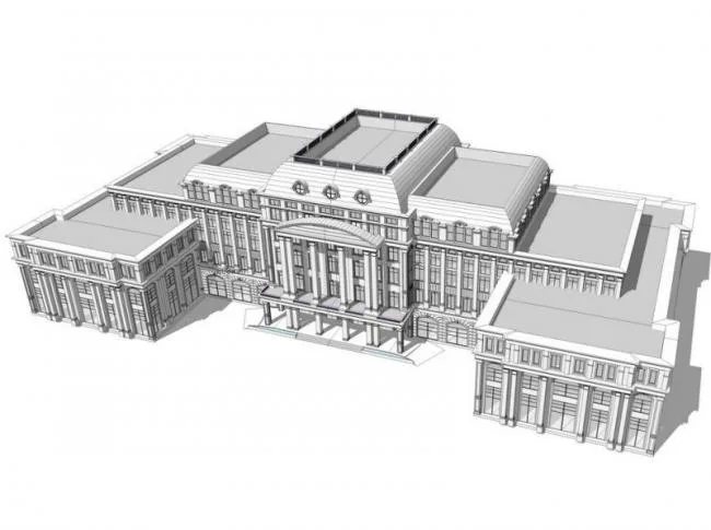 Sketchup Office Model | Multi-story Foreign Affairs Building, Office Architecture, French Style, Classical Style
