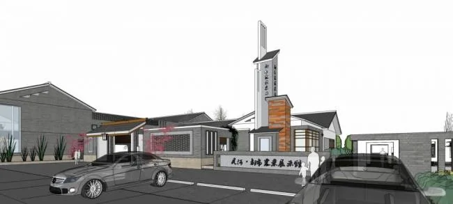 Sketchup Business Model | Multi story Commercial Street, Chinese Style