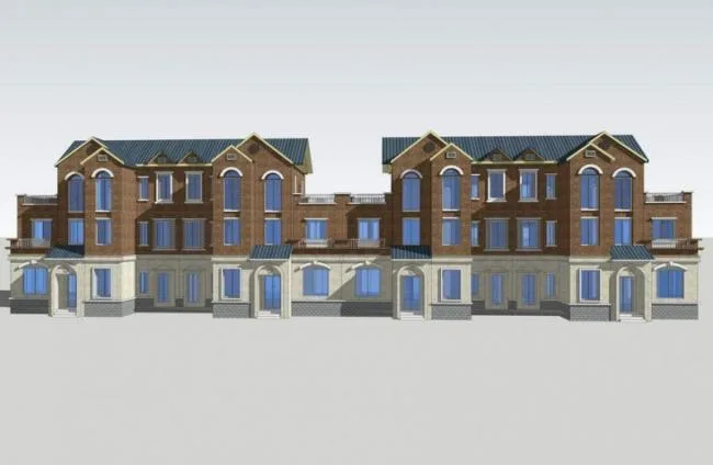 SketchUp Model of a British Classical Style Row Villa