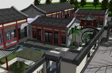 SketchUp Residential Model: Multi-Story Courtyard Inspired by Traditional Huizhou Chinese Architecture-BIM WORLD