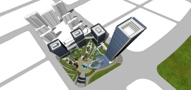 Sketchup Complex Model | Super high-rise commercial complex, office, residential, modern style