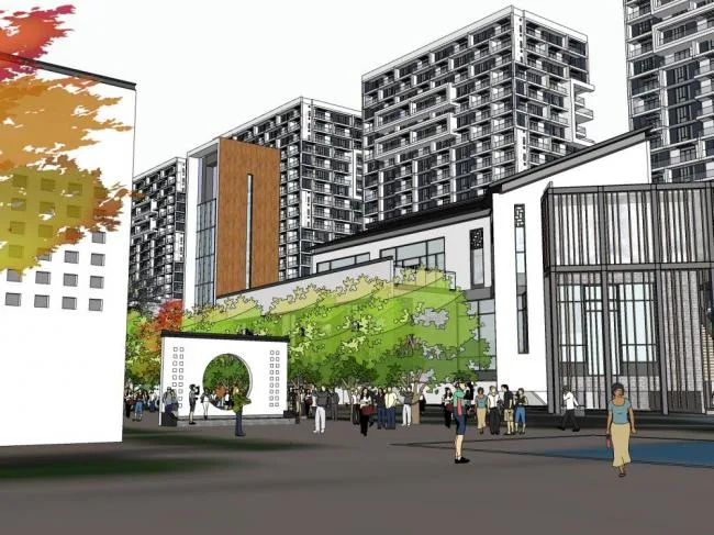 Sketchup Residential Model | Multi story High rise Hybrid, High rise Residential, Bottom level Commercial, New Chinese Style