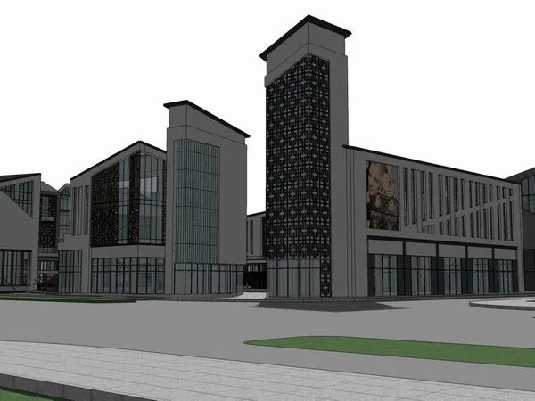 Sketchup Business Model | Multi story Commercial Street, Modern Chinese Style