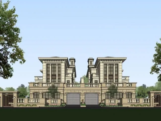 Sketchup Villa Model | Twin Villa, Modern Style