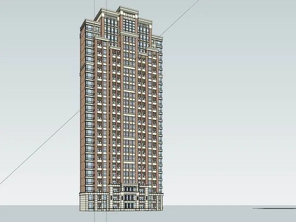 Sketchup Residential Model | High rise residential building, classical style, 18 floors