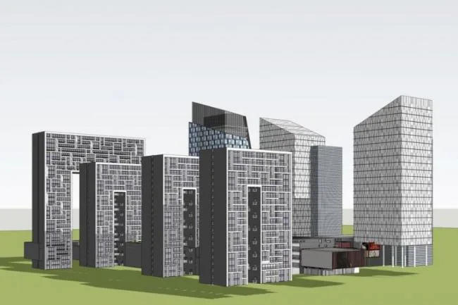 Sketchup Complex Model | Multi story mixed use complex, commercial, high-rise office, modern style