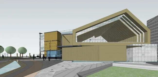 Sketchup Business Model | Multi story Commercial Street, Waterfront, Modern Style