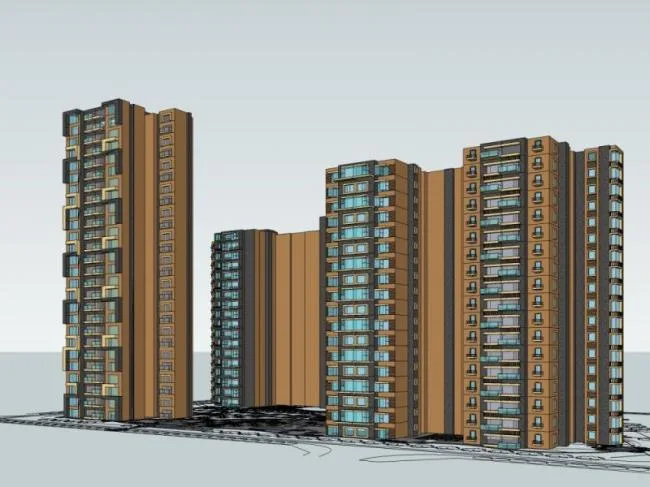 Sketchup Residential Model | High rise Residential Buildings, Modern Style