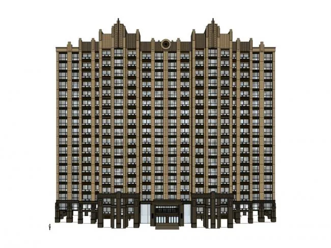 Sketchup Residential Model | High rise residential building, classical style, 18 floors