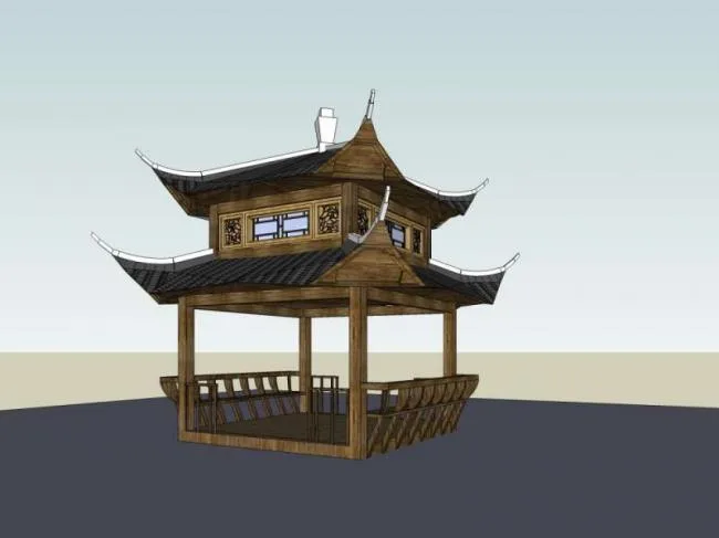 Sketchup Sketch Model | Pavilion, Chinese Style, Sketch