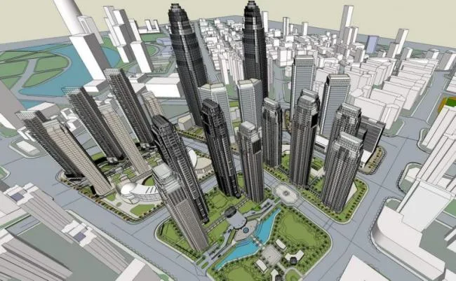 Sketchup Complex Model | Super High-rise Office Building, Tianjin Financial Street, Complex, Modern Style