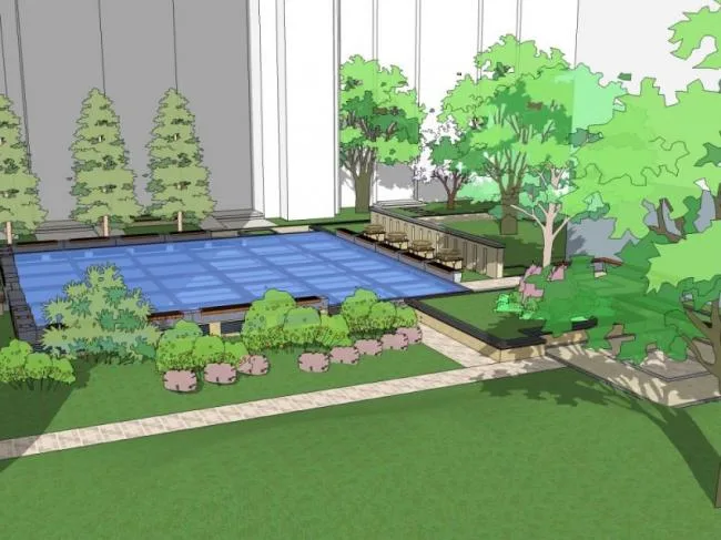Sketchup Landscape Model | Community Landscape, Residential Landscape, Classical Style