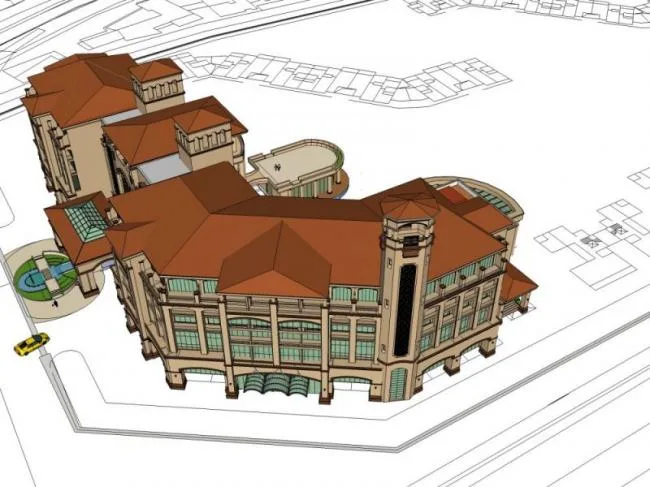 Sketchup Hotel Model | Multi story Hotel, Spanish Classical Style