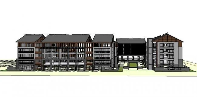 Sketchup Residential Model | Multi story Apartment Dormitory, Residential Building, Chinese Style