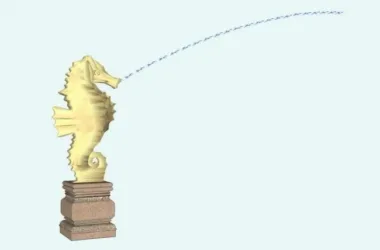 Seahorse Fountain Sculpture Material Component for SketchUp Model-BIM WORLD