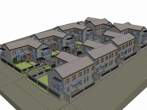 Sketchup Residential Model | Multi-story Residence, Chinese Style Courtyard, Classical Style
