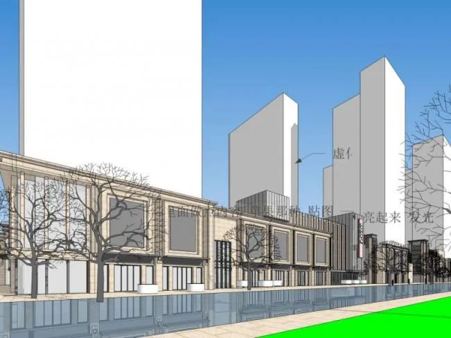 Sketchup Business Model | Multi story Commercial Street, Classical Style