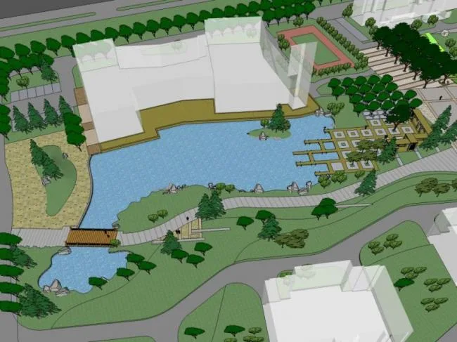 Sketchup Landscape Model | Community Landscape, Residential Landscape, Modern Style