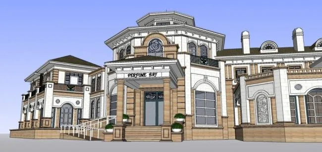 Sketchup Business Model | Multi story Commercial Club, European, Classical Style