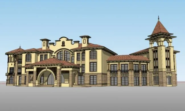 Sketchup Business Model | Multi story Clubhouse, Classical Style, European Style