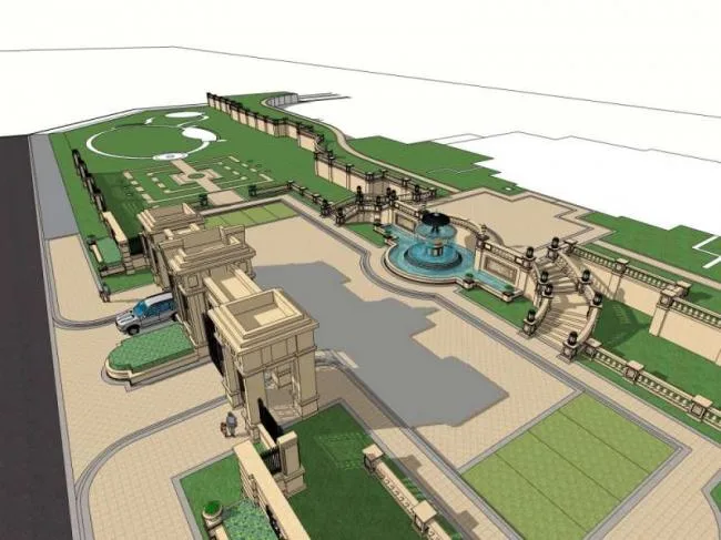 Sketchup Landscape Model | Square Landscape, Classical Style, European Style