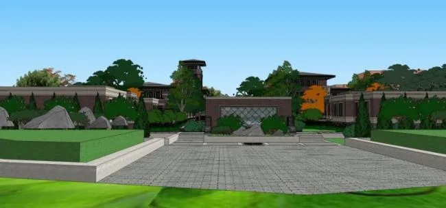 Sketchup Business Model | Multi story Clubhouse, Classical Style