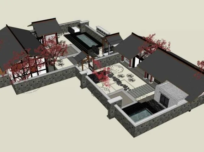 Sketchup Residential Model | Courtyard Residence, Chinese Style