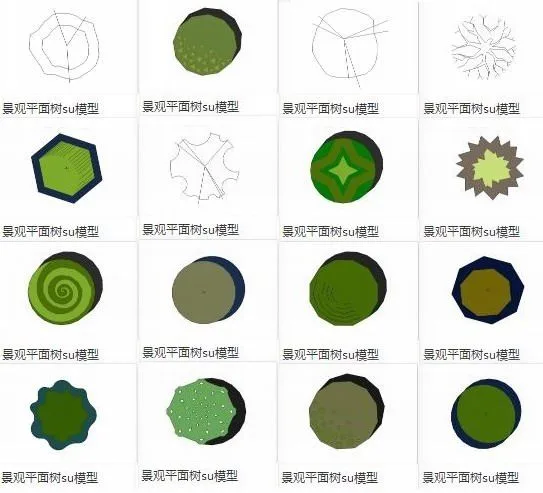 SketchUp Material Model: Landscape Plane Tree and Plant Components
