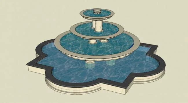 SketchUp Material Model: European Water Fountain Landscape Sculpture Components