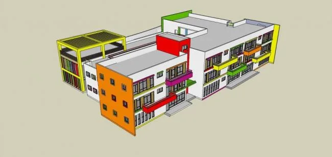 Sketchup School Model | Multi story Kindergarten, Educational Building, Modern Style