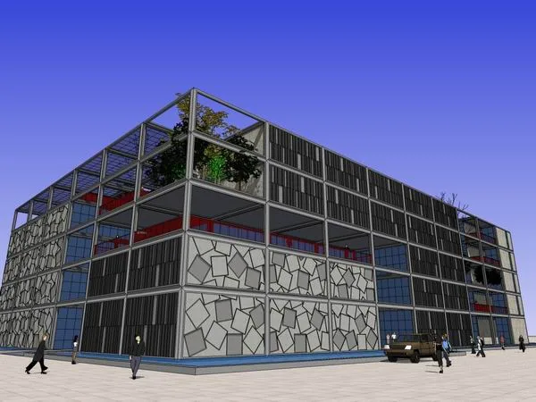 Modern Multi-Story Office Building Model in SketchUp