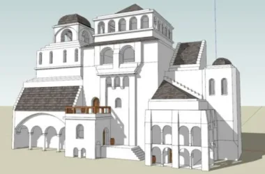 SketchUp Cultural Model: Multi-Story Greek Activity Center in Classical Architectural Style-BIM WORLD