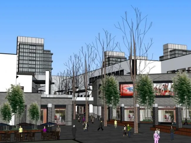 Sketchup Business Model | Low rise Commercial Street, Modern Chinese Style