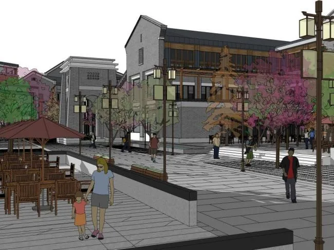 Sketchup Business Model | Multi-story Commercial Street, New Chinese Style