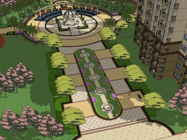 Sketchup Landscape Model | Community Landscape, Residential Landscape, Classical Style