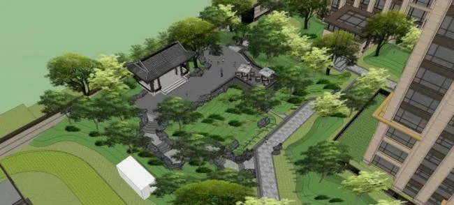 Sketchup Landscape Model | Community Landscape, Residential Landscape, New Chinese Style