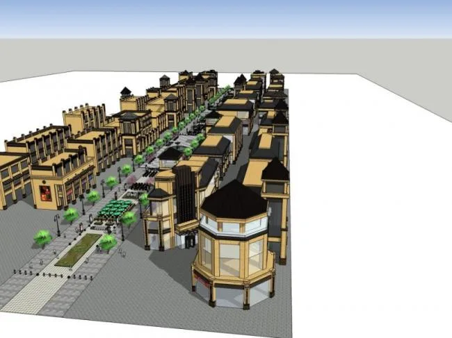 SketchUp Business Model: Classical Low-Rise Commercial Street Design